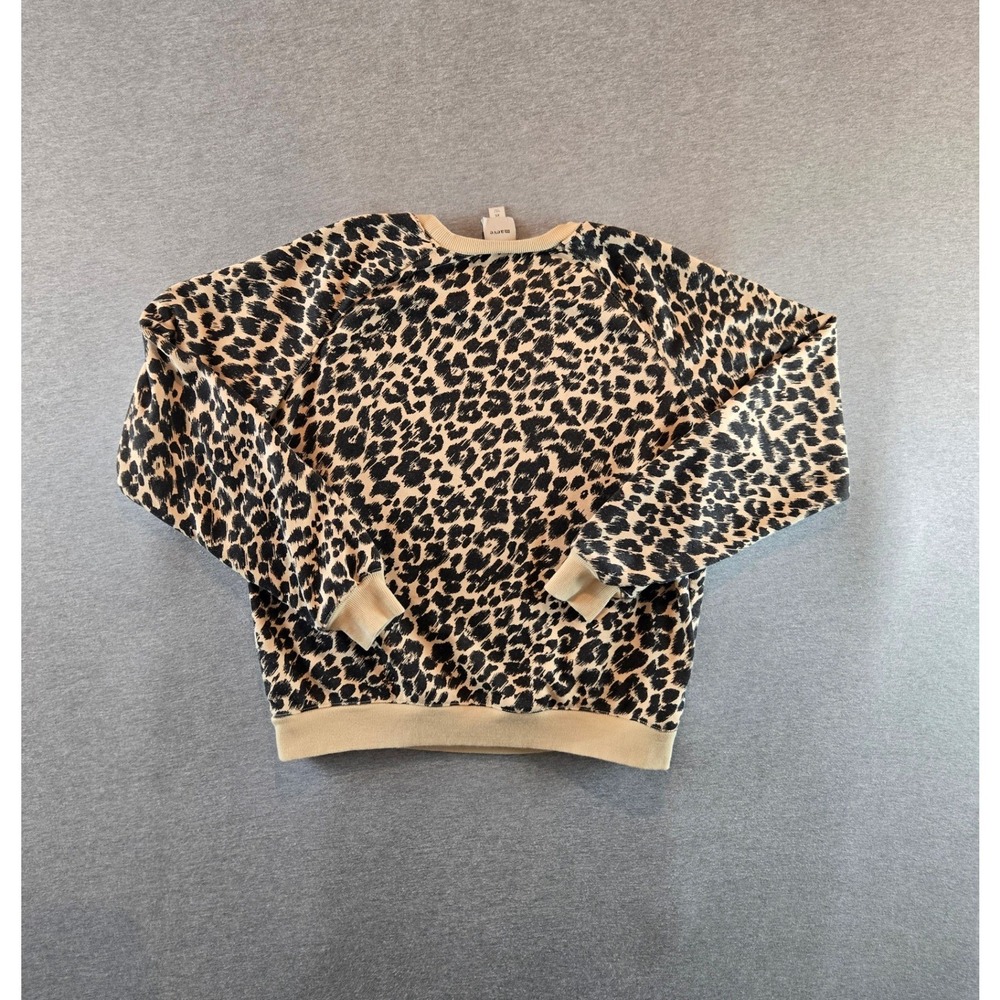 Maeve Sweatshirt Womens XS Tan Black Leopard Print Raglan Pullover OB2186422 - Picture 2 of 10